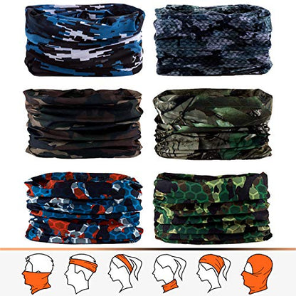 JOEYOUNG Headwear, Bandana, Neck Gaiter Head Wrap Headband Balaclava Magic Scarf - color: A-camouflage Geometry