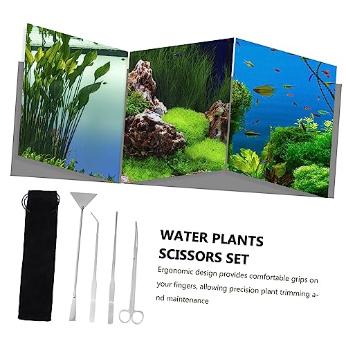 WOONEKY 1set Aquatic Plants Maintenance Tool Includes Scissors and Spatula for Fish Tank Cleaning Ergonomic Design for Precision Plant Trimming Resistant