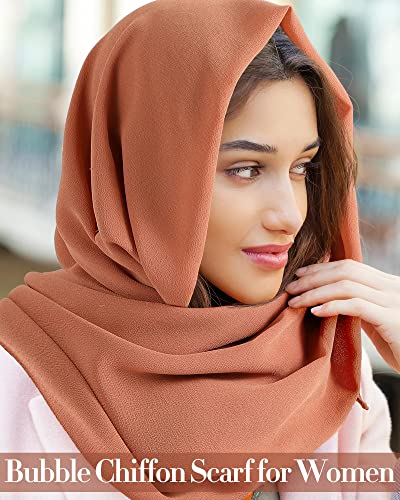 Wesiti 12 Pack Chiffon Hijab Head Scarves for Women Solid Color Soft Chiffon Hijab Long Scarf Shawls and Wraps Lightweight Breathable for Muslim Christmas Women Gifts, 12 Colors