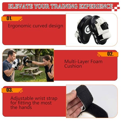 4-in-1 Boxing Gloves and Punching Mitts Set, MMA Sparring Gloves, Boxing Mitts and Pads, Youth Toddler Boxing Gloves Gear for Sparring Training, Complete Kit for Beginners Boys Girls Age