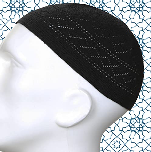 Muslim Prayer Rug Prayer Beads Kufi Hat for Men and Women 100% Breathable Black Skull Beanie Traditional Desing Prayer Mat Eid Ramadan Gifts Islamic Set Salah Mat Taffeta Fabric Soft (Blue) - color: Blue
