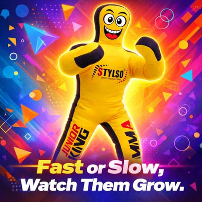 Unfilled Wrestling Dummy for Kids – Youth Grappling Dummy BJJ, MMA, Jiu Jitsu & Judo Training Partner – Durable Martial Arts Practice Buddy - color: Yellow, size: 3ft / 36"
