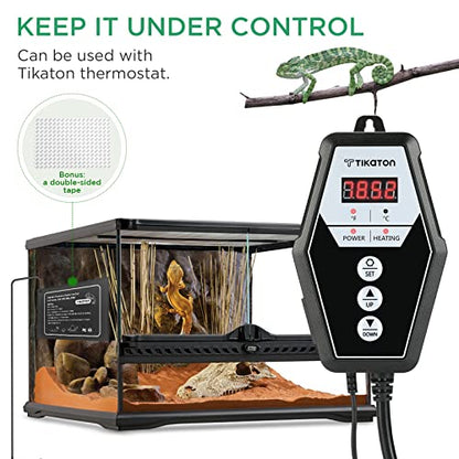 Tikaton Reptile Heating Pad and Digital Thermostat Combo Set, Under Tank Heater for 10-20gal/30-40gal Tank, Terrarium Heat Mat for Turtle/Snake/Lizard/Frog/Spider/Plant Box - size: 1 Pack-18.5" X 8.5"