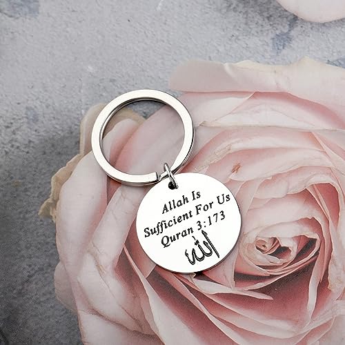 LQRI Quran 3:173 Keychain Allah Gift Islamic Bible Verse Jewelry Islam Religion Gift Islamic Arabic Quran Gift