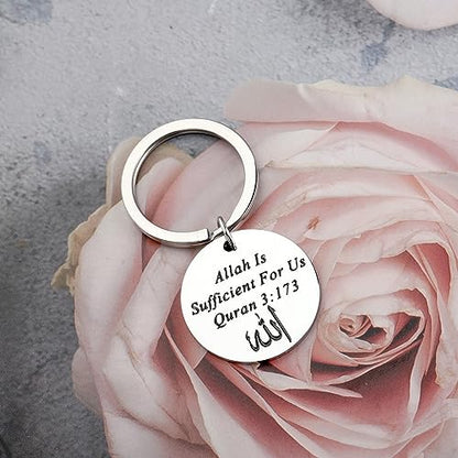 LQRI Quran 3:173 Keychain Allah Gift Islamic Bible Verse Jewelry Islam Religion Gift Islamic Arabic Quran Gift