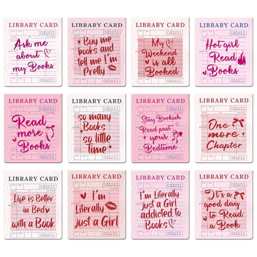 Holographic Magnetic Bookmark Gifts - 12 Pcs Pink Library Card Book Mark Magnet Glitter Reading Tracker Page Clips Marker Gift for Women Bookish Book Lovers School Office Supplies - color: Pink Library Card