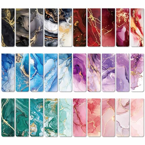30 Pieces Bookmark, Magnetic Bookmarks for Book Lovers Women Men, Bookmarks Bulk for Reading Lovers, Magnet Bookmark Clips for Teachers Students - size: 30 Pieces, style: Marble