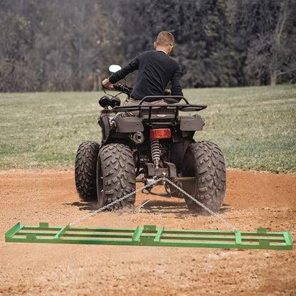 YITAMOTOR 8FT Heavy Duty Drag Harrow for ATV UTV with 6FT Chain | Yard Drag and Driveway Grader for Gravel, Lawn Leveling Tool, Green Rust-Resistant Coating - size: 8FT