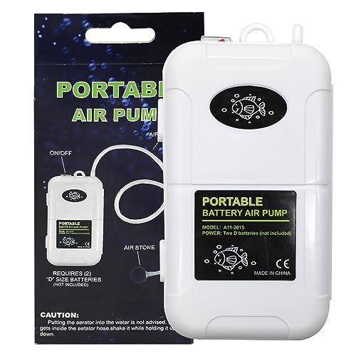 Portable Battery Air Pump for Fishing Trips, 6 Gallons Aeration Pump,Aquarium Air Pump with Air Stones, Outdoor & Outdoor use