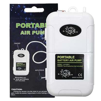 Portable Battery Air Pump for Fishing Trips, 6 Gallons Aeration Pump,Aquarium Air Pump with Air Stones, Outdoor & Outdoor use