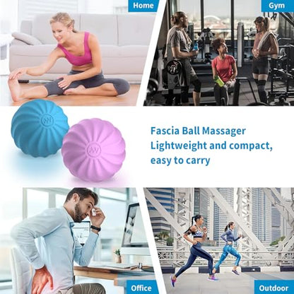 2.5" Mini Massage Ball, 10 Speeds Vibrating Massage Roller Ball for Palm, Hand, Foot, Leg, Neck, Back, Trigger Point Muscle Therapy Ball for Myofascial Release, Plantar Fasciitis Relief (Blue) - color: Blue