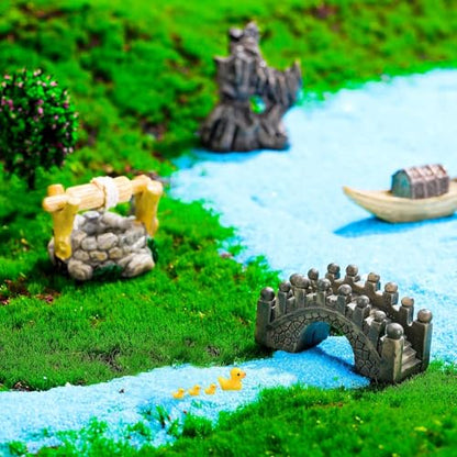 Mini Fairy Garden Accessories Kit, Micro Landscape Decoration Pond Bridge Ornaments, Miniature Figurines for Potted Plant Bonsai Terrarium Decor Mountain Water(ZS204)
