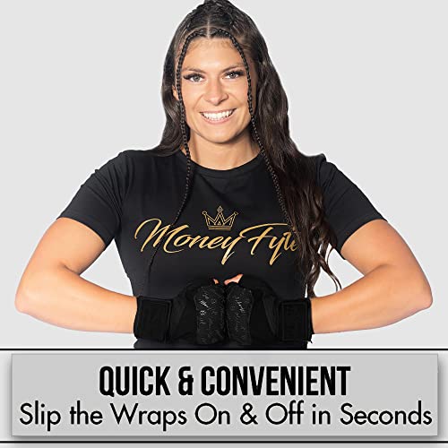 Quick Gel Boxing Wraps Under Boxing Gloves - Kickboxing MMA Muay Thai - Fist, Knuckle, Wrist Wrap Protection Inner Glove Hand Wraps - Men Women Kids - color: All Black, size: Large-X-Large