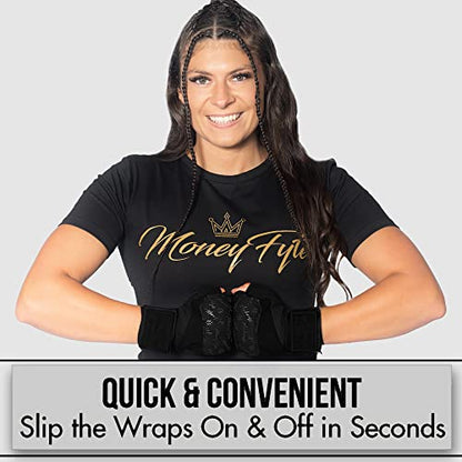 Quick Gel Boxing Wraps Under Boxing Gloves - Kickboxing MMA Muay Thai - Fist, Knuckle, Wrist Wrap Protection Inner Glove Hand Wraps - Men Women Kids - color: All Black, size: Small-Medium
