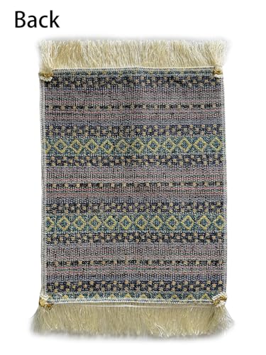 Portable Islamic Prayer Small Mat Classic Pattern Muslim Prayer Rug Small Rug Foldable Salah Carpet Mat with Tassel - color: Green