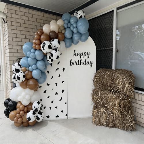 Paready Blue Brown Balloons, 60 Pcs Cow Print for Cowboy Birthday Party - color: Blue Cow