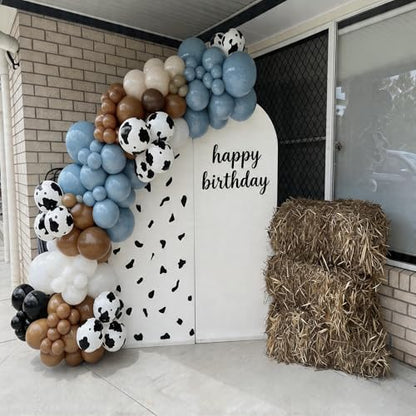 Paready Blue Brown Balloons, 60 Pcs Cow Print for Cowboy Birthday Party - color: Blue Cow