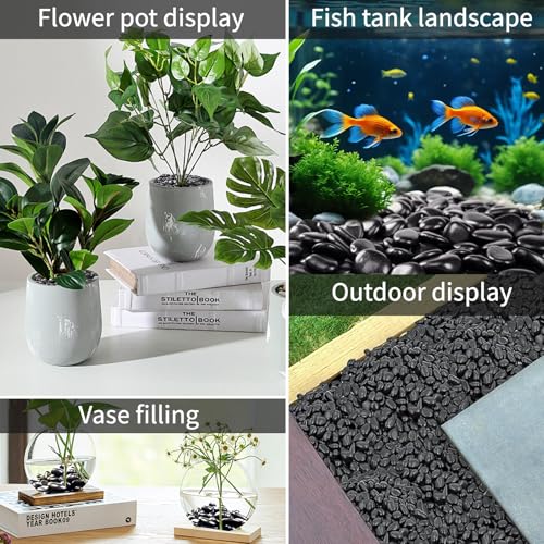 10lb Black River Rock, Suitable for Aquarium Gravel, vase Decorative Stone, Plant Rock, Rock for houseplants