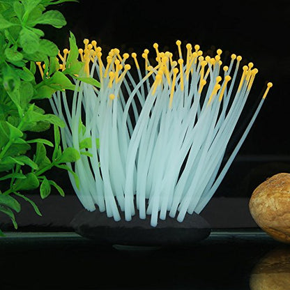 TOPINCN Luminous Aquarium Artificial Water Grass Plants, Plant Ornament Silicone Aquarium Landscape Decoration Fake Plastic Water Grass Plant Decorations with Suction Cup (#1)