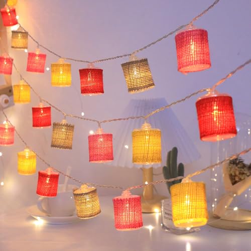 Fielegen 10 LED Retro String Lights 2 Meter Battery Powered Vintage Theme Decorative Fairy Lights for Indoor Outdoor Home Bedroom Patio Porch Balcony Decoration Festival Atmosphere Lights (Multicolor) - color: Multicolor