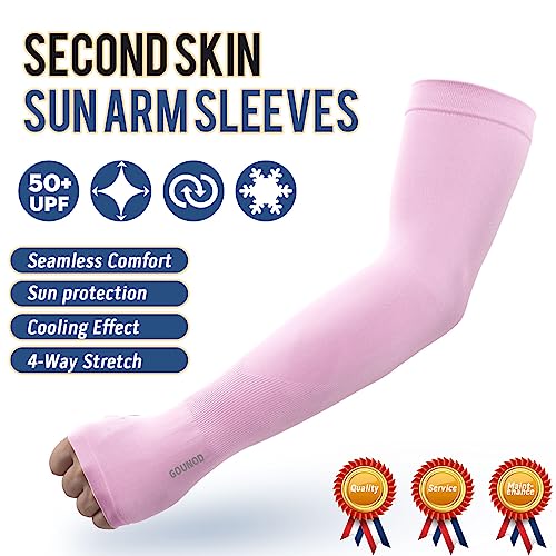 GOUNOD Gardening Sleeves to Cover Arms for Women with Thumb Holes-Sun Protection SPF Cooling Driving UV Blocking - color: 4 Pairs:black,white,pink,purple