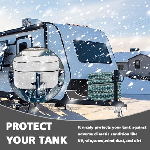 Blue Aztec Camper Propane Tank Cover Waterproof Propane Gas Tank Cover Fits 20LB Dual Propane Tanks All Weather Protection - color: Blue Aztec, size: S 20LB