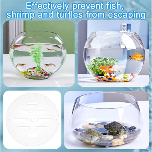 OLYCRAFT Acrylic Aquarium Anti-Jumping Lid Cover 8.7 Inch Round Aquarium Protection Lid Clear Acrylic Plate Fish Tank Covers with Hole Aquariums Cover Lids to Prevent Fishes for Turtles Shrimps Fish - size: 8.7 Inch