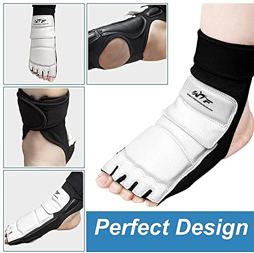 Taekwondo Karate Gloves & Sparring Gear Foot Protector Set, Boxing Sparring Foot Guard and Half-Finger Gloves for Martial Arts TKD Kung Fu Punch Bag Kickboxing MMA Training - size: Small