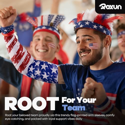 ROXUN Arm Sleeves, Cooling UV Sun Protection Sports Compression for Men/Women - color: 2 Pairs America Flag-2