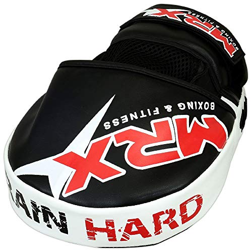 MRX Gel Tech Boxing Hook & Jab Pads MMA Focus Punching Mitts Training Thai Kick Strike Shield Curved Black/White - color: Black/White