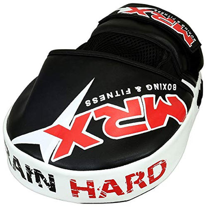 MRX Gel Tech Boxing Hook & Jab Pads MMA Focus Punching Mitts Training Thai Kick Strike Shield Curved Black/White - color: Black/White