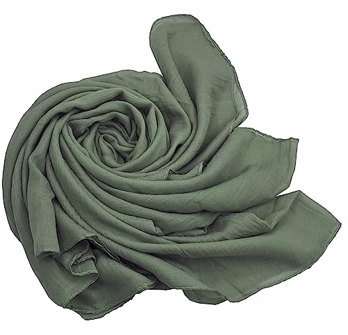 woogwin Women's Scarf Lady Light Soft Fashion Solid Shawl Wraps - color: New Armygreen