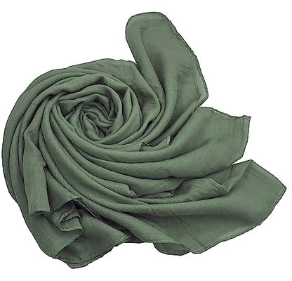 woogwin Women's Scarf Lady Light Soft Fashion Solid Shawl Wraps - color: New Armygreen
