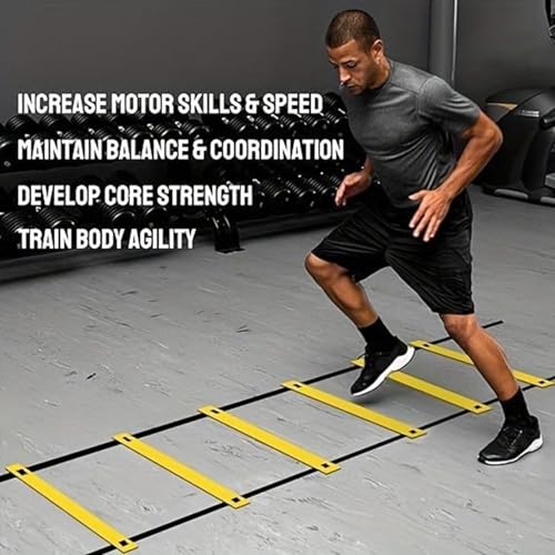 Speed Ladder Portable 12 Rung Speed Agility Equipment | 19.6ft Workout Ladder with Carry Bag for Football Basketball Baseball Tennis Volleyball Boxing Gym Outdoor Workout Fitness