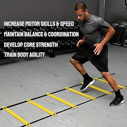Speed Ladder Portable 12 Rung Speed Agility Equipment | 19.6ft Workout Ladder with Carry Bag for Football Basketball Baseball Tennis Volleyball Boxing Gym Outdoor Workout Fitness