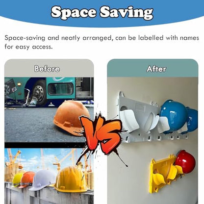 15 Pack No Drill Hard Hat Storage Rack Lightweight, Wall Mount Workshop/Fire Station/Office Helmet Stand Display, Hard Hat Placement Hanging Rack