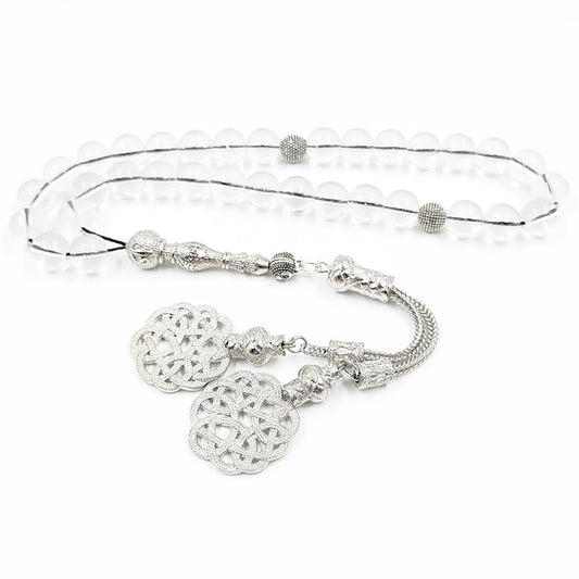 ALBASHAN Tasbih white crystal stone prayer beads Muslim Eid ramadan gift misbaha bracelet Islamic accessories Rosary - size: 10mm x 100beads