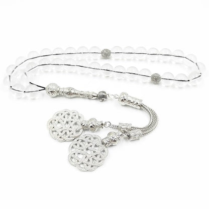 ALBASHAN Tasbih white crystal stone prayer beads Muslim Eid ramadan gift misbaha bracelet Islamic accessories Rosary - size: 8mm x 51beads
