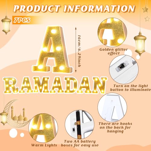 Aurelema Sukkot Large LED Letter Sign LED Lights Battery Powered Table Decoration for Party Gift Tabletop Decoration(Ramadan) - size: 8.27 inches, style: Ramadan