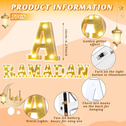 Aurelema Sukkot Large LED Letter Sign LED Lights Battery Powered Table Decoration for Party Gift Tabletop Decoration(Ramadan) - size: 8.27 inches, style: Ramadan
