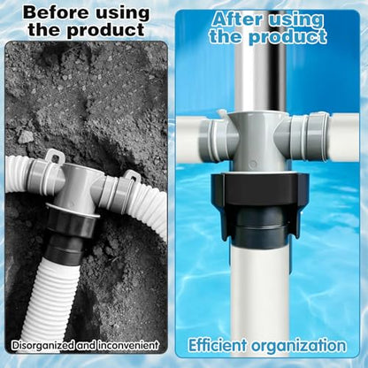 1Pcs Swimming Pool Plunger Valve Bracket Includes Zip Ties, Long-Lasting Anti-Slip Pool Hose Holder, Prevents Kinks & Damage, Compatible with Intex Bestway Coleman