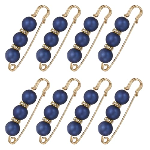 MECCANIXITY Pearl Brooch Pins, Decorative Safety Pin Brooch - color: Blue