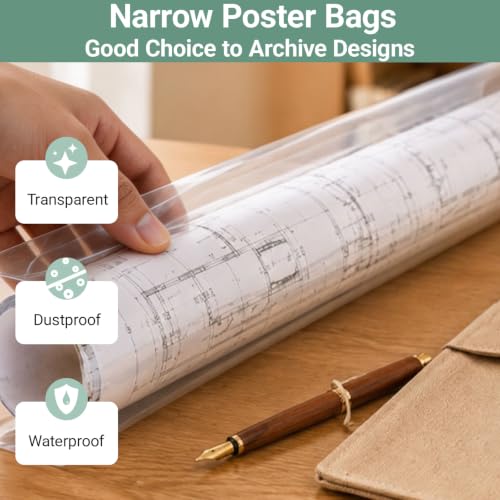 Plastic Sleeves 20 Pack 4 x 46 Inch Clear Poster Bag for Maps Banners 2 Mil | Waterproof Flat Open Poly Bag Long Narrow Storage Tube Bags for Blueprints, Collections, Paintings, Artworks and Umbrellas - size: 4 x 46 Inch