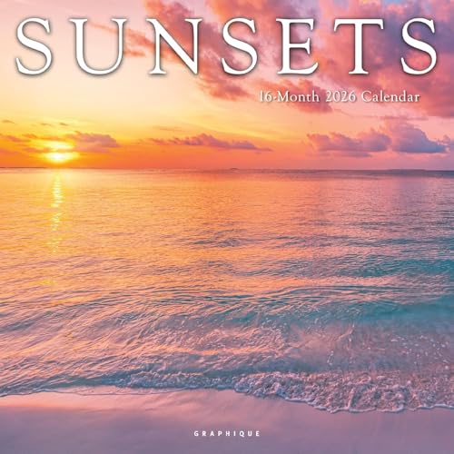 Graphique 2026 Sunsets Wall Calendar | 12” x 12” | Thick Paper | Home & Office Organizer | Large Monthly Grid | 3 Languages & Marked Holidays | 4 Month Preview Page for 2027 - color: Sunsets