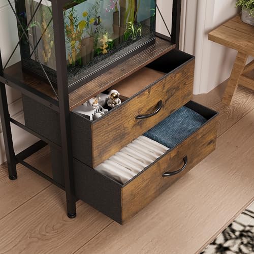 10 Gallon Aquarium Stand with 2 Drawers, Brown | 10 Gallon Fish Tank Stand; 2-Tier Storage Shelf; Heavy-Duty Metal Frame; Reptile & Turtle Tank Stand; Brown Finish - color: Brown