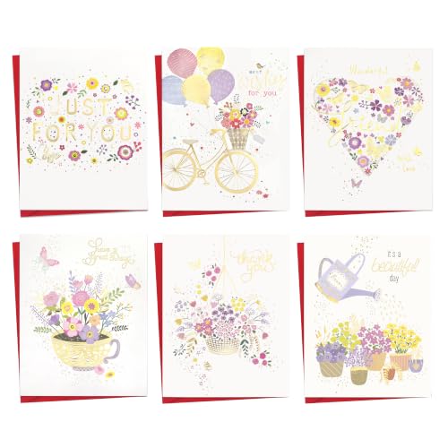 Gold Foil Floral Thank You Cards – 12 Pack with Red Envelopes & Inserts - color: Thank you 2