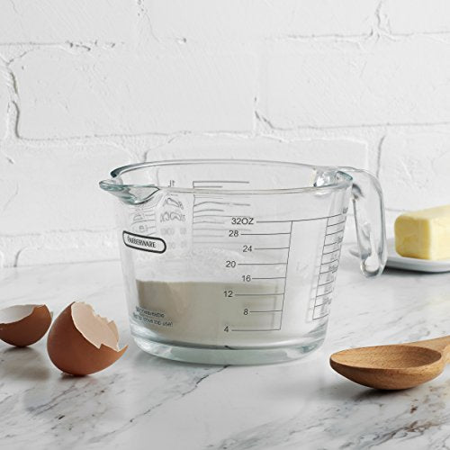 Farberware 4-Cup Borosilicate Glass Wet and Dry Measuring Cup with Oversized Measurements, Clear - style: 4-Cup