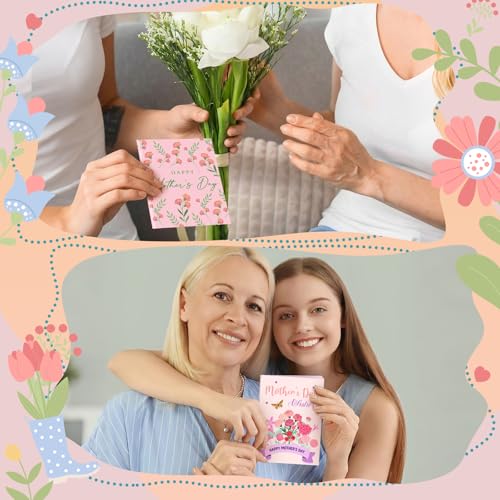 AmazingSpark 4 Set Mini Mother's Day Gift Card Book Mother's Money Holder Envelope Booklet for Cash Mom Surprise Money Card Sleeve Book Mom Party Gift for Birthday Adults Holiday Appreciation - style: Mother's Day