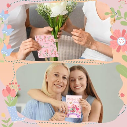AmazingSpark 4 Set Mini Mother's Day Gift Card Book Mother's Money Holder Envelope Booklet for Cash Mom Surprise Money Card Sleeve Book Mom Party Gift for Birthday Adults Holiday Appreciation - style: Mother's Day