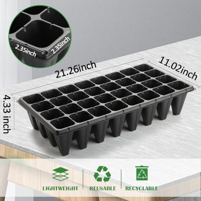RooTrimmer 10 Pack 32 Cell Seed Starter Trays - Extra Deep 4.33" Plastic Nursery Trays, 20" x 10"，Fits Standard 1020 Flats - color: Black, size: 32 cells-10p